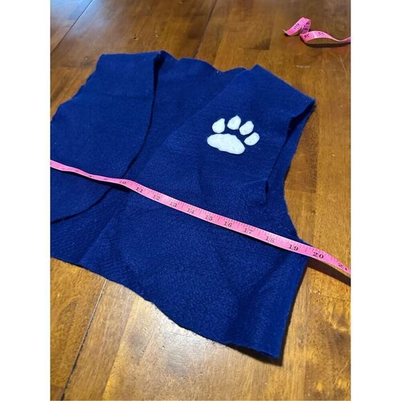 Vintage Handmade Womens Blue Felt Poodle Cat Skirt and Vest Set Retro Sz Medium - Picture 14 of 15